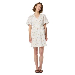 Рокля Pieces Emma short sleeve short dress - White (Bright White / Flower) рокля,дамски,поли,и,рокли,pieces,emma,short,sleeve,short,dress,white,(bright,white,flower)