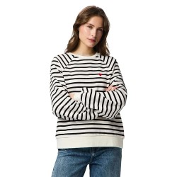 Блуза Pieces Greta Emb Ub sweatshirt - White (Cloud Dancer / Black / Heart Emb) блуза,дамски,блузи,pieces,greta,emb,ub,sweatshirt,white,(cloud,dancer,black,heart,emb)