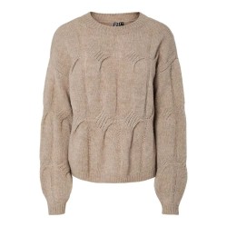 блуза,дамски,пуловери,дамски,плетени,дрехи,pieces,jenna,o,neck,cable,knit,sweater,beige,(greige)