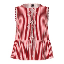 Pieces Jolly Tie sleeveless blouse - Red (Adrenaline Rush / Bright White) дамски,блузи,pieces,jolly,tie,sleeveless,blouse,red,(adrenaline,rush,bright,white)
