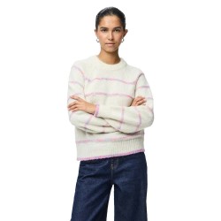 блуза,мъжки,пуловери,дамски,пуловери,pieces,nelia,o,neck,knit,sweater,white,(birch,rainbow)