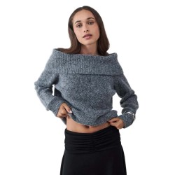 Блуза Balmohk Off-Shoulder sweater - Grey (Concrete Grey) блуза,мъжки,пуловери,дамски,пуловери,balmohk,off,shoulder,sweater,grey,(concrete,grey)