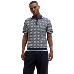 Jack & jones Bluzack Structure Knit short sleeve polo - Grey (Night Sky) дамски,блузи,с,яка,мъжки,блузи,с,яка,jack,&,jones,bluzack,structure,knit,short,sleeve,polo,grey,(night,sky)
