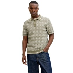 Jack & jones Bluzack Structure Knit short sleeve polo - Green (Smokey Olive) дамски,блузи,с,яка,мъжки,блузи,с,яка,jack,&,jones,bluzack,structure,knit,short,sleeve,polo,green,(smokey,olive)