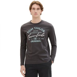 Тениска Tom tailor 1037744 Print long sleeve T-shirt - Grey (Sky Captain Blue) тениска,мъжки,тениски,дамски,тениски,tom,tailor,1037744,print,long,sleeve,t,shirt,grey,(sky,captain,blue)