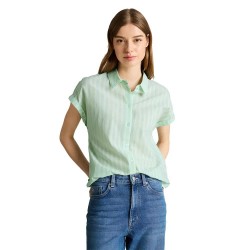 Риза с къс ръкав Tom tailor 1050272 short sleeve shirt - Green (Matcha Green White Stripe) риза,с,къс,ръкав,дамски,ризи,мъжки,ризи,tom,tailor,1050272,short,sleeve,shirt,green,(matcha,green,white,stripe)