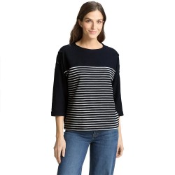 Тениска Tom tailor 1050889 T-shirt - Blue / Black (Navy Blue Offwhite Stripe) тениска,мъжки,тениски,дамски,тениски,tom,tailor,1050889,t,shirt,blue,black,(navy,blue,offwhite,stripe)