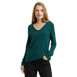 блуза,дамски,пуловери,дамски,плетени,дрехи,tom,tailor,front,logo,coin,v,neck,sweater,green,(deep,meadow,green)
