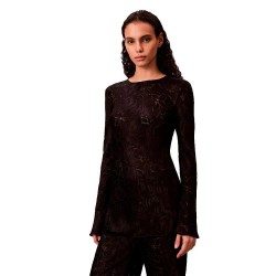 тениска,дамски,пижами,calvin,klein,lv00qs7559,long,sleeve,pyjama,t,shirt,brown,(19889,burnout,winter,floral,opaque)