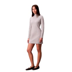 Дънки Calvin klein jeans LV044D222G long sleeve short dress - Grey (History Grey Heather) дънки,дамски,поли,и,рокли,calvin,klein,jeans,lv044d222g,long,sleeve,short,dress,grey,(history,grey,heather)