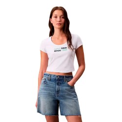 Дънки Calvin klein jeans LV047C833G short sleeve top - White (Bright White) дънки,дамски,топове,calvin,klein,jeans,lv047c833g,short,sleeve,top,white,(bright,white)