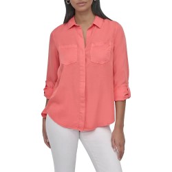 риза,с,дълъг,ръкав,дамски,ризи,мъжки,ризи,dkny,dw3500002,long,sleeve,shirt,pink,(coral,combo)