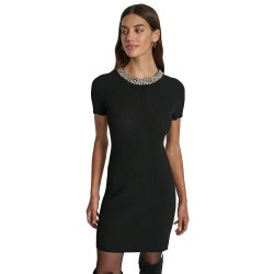 рокля,дамски,поли,и,рокли,dkny,dw9500723,short,sleeve,short,dress,black,(black)