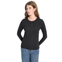 тениска,мъжки,тениски,дамски,тениски,dkny,rhinestones,crew,long,sleeve,t,shirt,black,(black)