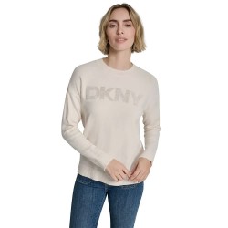 блуза,мъжки,пуловери,дамски,пуловери,dkny,sequin,logo,embellis,sweater,beige,(eggnog,lt,silver)