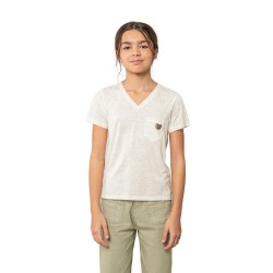 Тениска Deeluxe Kellie short sleeve v neck T-shirt - White (Natural Mel) тениска,мъжки,тениски,дамски,тениски,deeluxe,kellie,short,sleeve,v,neck,t,shirt,white,(natural,mel)