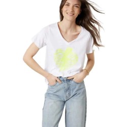 Тениска Deeluxe Lovers short sleeve v neck T-shirt - White (Neon Yellow) тениска,мъжки,тениски,дамски,тениски,deeluxe,lovers,short,sleeve,v,neck,t,shirt,white,(neon,yellow)
