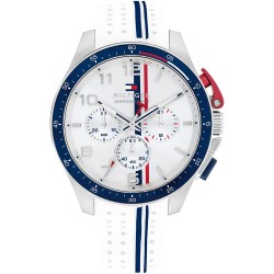 часовник,часовници,tommy,hilfiger,bank,46mm,watch,silver,(white,navy,white)