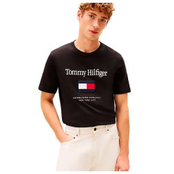 тениска,мъжки,тениски,дамски,тениски,tommy,hilfiger,embroidery,flag,short,sleeve,t,shirt,black,(black)