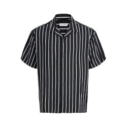 Риза с къс ръкав Jack & jones Jeff Resort Stripe short sleeve shirt - Black (Black) риза,с,къс,ръкав,дамски,ризи,мъжки,ризи,jack,&,jones,jeff,resort,stripe,short,sleeve,shirt,black,(black)