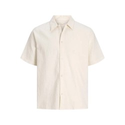 Риза с къс ръкав Jack & jones Montauk Wavy Texture short sleeve shirt - Beige (Cloud Dancer) риза,с,къс,ръкав,дамски,ризи,мъжки,ризи,jack,&,jones,montauk,wavy,texture,short,sleeve,shirt,beige,(cloud,dancer)