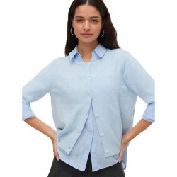Жилетка Vero moda Doffy 2/4 O-Neck Button Knit cardigan - Blue (Cashmere Blue / Melange) жилетка,мъжки,пуловери,дамски,пуловери,vero,moda,doffy,2,4,o,neck,button,knit,cardigan,blue,(cashmere,blue,melange)