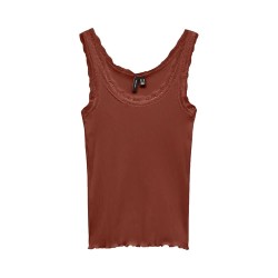 Тениска Vero moda Nana Lace sleeveless T-shirt - Brown (Burnt Henna) тениска,мъжки,тениски,дамски,тениски,vero,moda,nana,lace,sleeveless,t,shirt,brown,(burnt,henna)