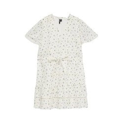 Рокля Vero moda Trine short sleeve short dress - White (Snow White / Maguerite Blue Jasper) рокля,дамски,поли,и,рокли,vero,moda,trine,short,sleeve,short,dress,white,(snow,white,maguerite,blue,jasper)
