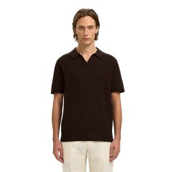 Selected Teller Knit short sleeve polo - Brown (Delicioso) дамски,блузи,с,яка,мъжки,блузи,с,яка,selected,teller,knit,short,sleeve,polo,brown,(delicioso)