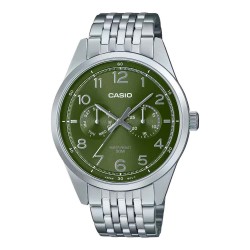 Часовник Casio MTPE340D3AVDF 42mm 5ATM Quartz Analogical watch - Silver (Grey / Green / Mineral) часовник,часовници,casio,mtpe340d3avdf,42mm,5atm,quartz,analogical,watch,silver,(grey,green,mineral)