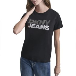Тениска DKNY DW5900197 short sleeve T-shirt - Black (Blk / Slvr / Slvr) тениска,мъжки,тениски,дамски,тениски,dkny,dw5900197,short,sleeve,t,shirt,black,(blk,slvr,slvr)