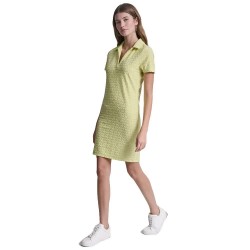 рокля,дамски,поли,и,рокли,dkny,logo,jacquard,split,neck,polo,dress,yellow,(lemon,light)