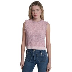 Блуза DKNY Tweed Fringe Trimmed Sleeveless Sweater - Pink (Pink Moon Combo) блуза,мъжки,пуловери,дамски,пуловери,dkny,tweed,fringe,trimmed,sleeveless,sweater,pink,(pink,moon,combo)