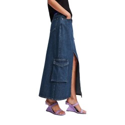 Пола Karl lagerfeld jeans A3W12011 midi skirt - Blue (Washed Dark Blue) пола,дамски,поли,и,рокли,karl,lagerfeld,jeans,a3w12011,midi,skirt,blue,(washed,dark,blue)