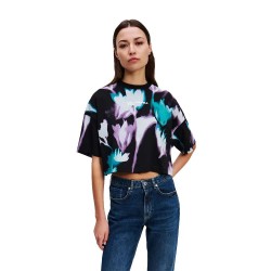тениска,мъжки,тениски,дамски,тениски,karl,lagerfeld,jeans,a3w17044,cropped,short,sleeve,t,shirt,black,(floral,black)
