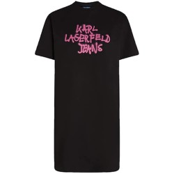 Рокля Karl lagerfeld jeans B1W13043 Graffiti short sleeve short dress - Black (Black) рокля,дамски,поли,и,рокли,karl,lagerfeld,jeans,b1w13043,graffiti,short,sleeve,short,dress,black,(black)