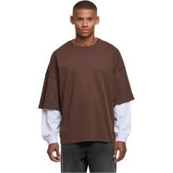 тениска,мъжки,тениски,дамски,тениски,def,double,long,sleeve,t,shirt,brown,(chocolate,brown,bright,white)
