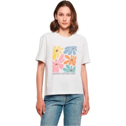 Тениска Merchcode Happiness Blooms Here short sleeve T-shirt - White (White) тениска,мъжки,тениски,дамски,тениски,merchcode,happiness,blooms,here,short,sleeve,t,shirt,white,(white)