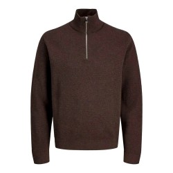 блуза,мъжки,пуловери,дамски,пуловери,jack,&,jones,milano,stitch,half,zip,sweater,brown,(delicioso,melange)
