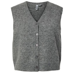 Елек Pieces Sally knitted vest - Grey (Medium Grey Melange) елек,мъжки,пуловери,дамски,пуловери,pieces,sally,knitted,vest,grey,(medium,grey,melange)