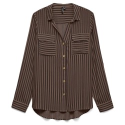 Риза с дълъг ръкав Vero moda Bumpy New long sleeve shirt - Brown (Chocolate Torte / New Stripe Cocoa Brown) риза,с,дълъг,ръкав,дамски,ризи,мъжки,ризи,vero,moda,bumpy,new,long,sleeve,shirt,brown,(chocolate,torte,new,stripe,cocoa,brown)