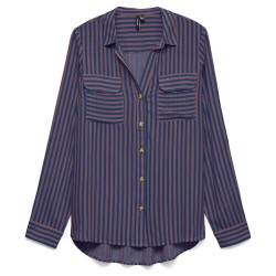 Риза с дълъг ръкав Vero moda Bumpy New long sleeve shirt - Blue (Navy Peony / New Stripe Rose Browvn) риза,с,дълъг,ръкав,дамски,ризи,мъжки,ризи,vero,moda,bumpy,new,long,sleeve,shirt,blue,(navy,peony,new,stripe,rose,browvn)