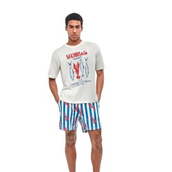 пижама,мъжки,пижами,gisela,navy,printed,short,sleeve,pyjama,white,(white)