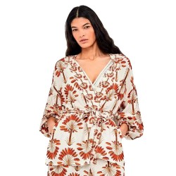 дамски,гащеризони,gisela,palm,print,3,4,sleeve,kimono,white,(printed)