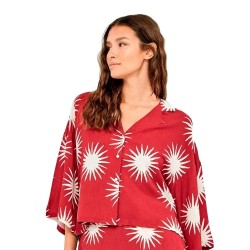 дамски,ризи,мъжки,ризи,gisela,sun,print,3,4,sleeve,shirt,red,(printed)