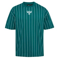Тениска Hummel Chevron Pinstripe short sleeve T-shirt - Green (Lapis Blue) тениска,мъжки,тениски,дамски,тениски,hummel,chevron,pinstripe,short,sleeve,t,shirt,green,(lapis,blue)