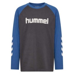 Тениска Hummel Logo long sleeve T-shirt - Grey (Bijou Blue) тениска,мъжки,тениски,дамски,тениски,hummel,logo,long,sleeve,t,shirt,grey,(bijou,blue)