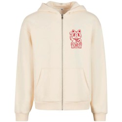 Тениска Mister tee Good Luck Cat full zip sweatshirt - Beige (White Sand) тениска,мъжки,пуловери,mister,tee,good,luck,cat,full,zip,sweatshirt,beige,(white,sand)