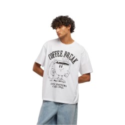 Тениска Mister tee Life Happens Coffee Helps Oversized short sleeve T-shirt - White (White) тениска,мъжки,тениски,дамски,тениски,mister,tee,life,happens,coffee,helps,oversized,short,sleeve,t,shirt,white,(white)