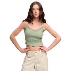 Потник Superdry Essential Lace Trim Crop Cami Sleeveless Top - Green (Surf Spray Green) потник,дамски,топове,superdry,essential,lace,trim,crop,cami,sleeveless,top,green,(surf,spray,green)